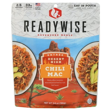 ReadyWise Outdoor Chili Mac with Beef, Freeze-Dried Backpacking and Camping Meals, Tasty Meals and Snacks for Hiking, Backpacking, or Emergency Preparedness, Pack of 1