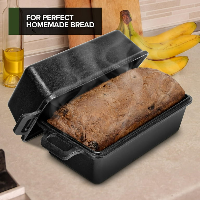 Modern Innovations Cast Iron Bread Pan with Lid 9x5 Inch, Pre