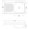 thumbnail image 3 of Tarja Sencilla Sobreponer EB Técnica MCM401 Acero Inox Satinado y Escurridor Izq, 3 of 3