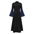 thumbnail image 4 of iiniim Women's Rhinestones Trim Clergy Church Choir Robe Button Loose Maxi Dress Priest Pulpit Robes Navy Blue XL, 4 of 7