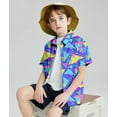 thumbnail image 4 of Aideaone Boys Button Down Shirts 3D Graphic Hawaiian Aloha Short Sleeve Shirt Tops 5-10T, 4 of 7