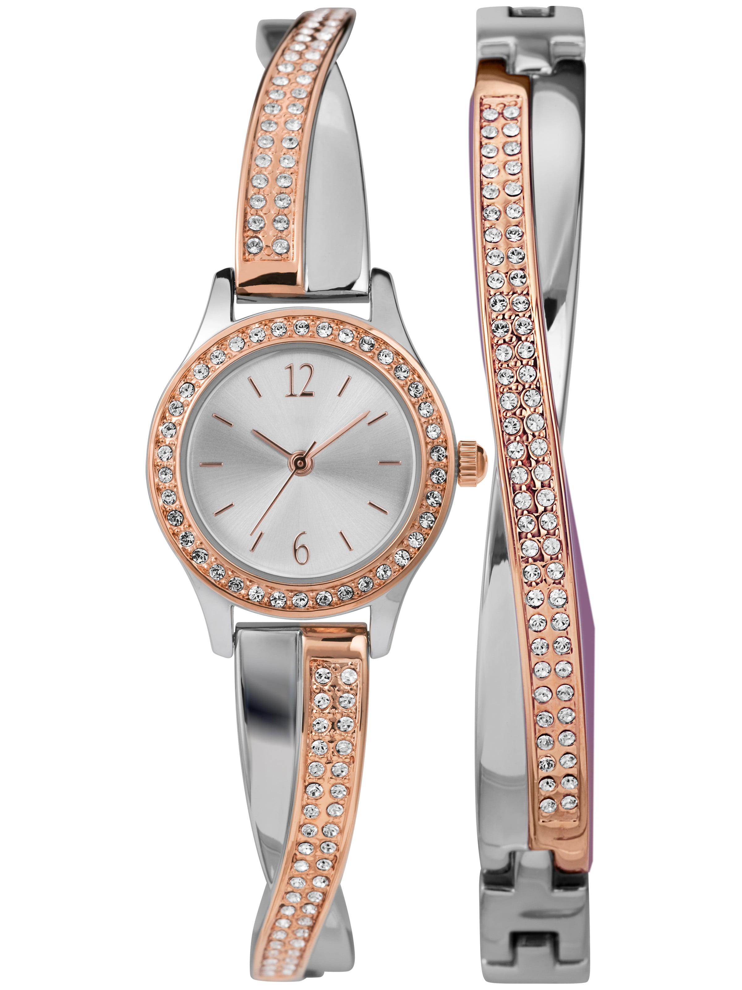 Timex Timex Women's Dress Crystal 23mm Watch & Bracelet Gift Set