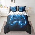 thumbnail image 2 of Homewish Cartoon Game Console Twin Bedding Sets 7-Piece for Kids, Neon Blue Lightning Bedding Comforter Set, Modern Video Gaming Lover Reversible Sheet Sets, Luxury Bedroom Decor, 2 of 7