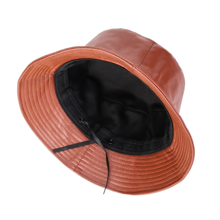 Womens And Mens Bucket Hat Pu Leather Fishermen display picture 2