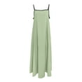 thumbnail image 4 of Vestido largo de mujer con tirantes finos y ribetes en contraste - Vestido largo sin mangas de verano para vacaciones, viajes y playa, 4 of 6
