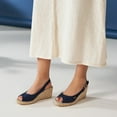 thumbnail image 6 of Gavina Canvas Espadrille Sandal Wedges - Navy Blue / 9, 6 of 6