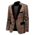 thumbnail image 3 of USNSM Men's Plaid Blazer Sport Coats Jackets Slim Fit Lightweight Casual Checkered Blazer Trendy Blazer Jacket for Men Brown M, 3 of 3