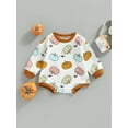 thumbnail image 2 of Liacowi Infant Baby Boys Girls Halloween Romper Pumpkin Print Long Sleeve Round Neck Onesie 3 6 12 18 Months Newborn Spring Autumn Halloween Bodysuits, 2 of 8