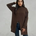thumbnail image 5 of Kaemgyyd Sweaters for Women Oversized Turtleneck Long Sleeve Loose Knit Fall Pullover Tops Solid Color Classic Split Outfit, 5 of 5
