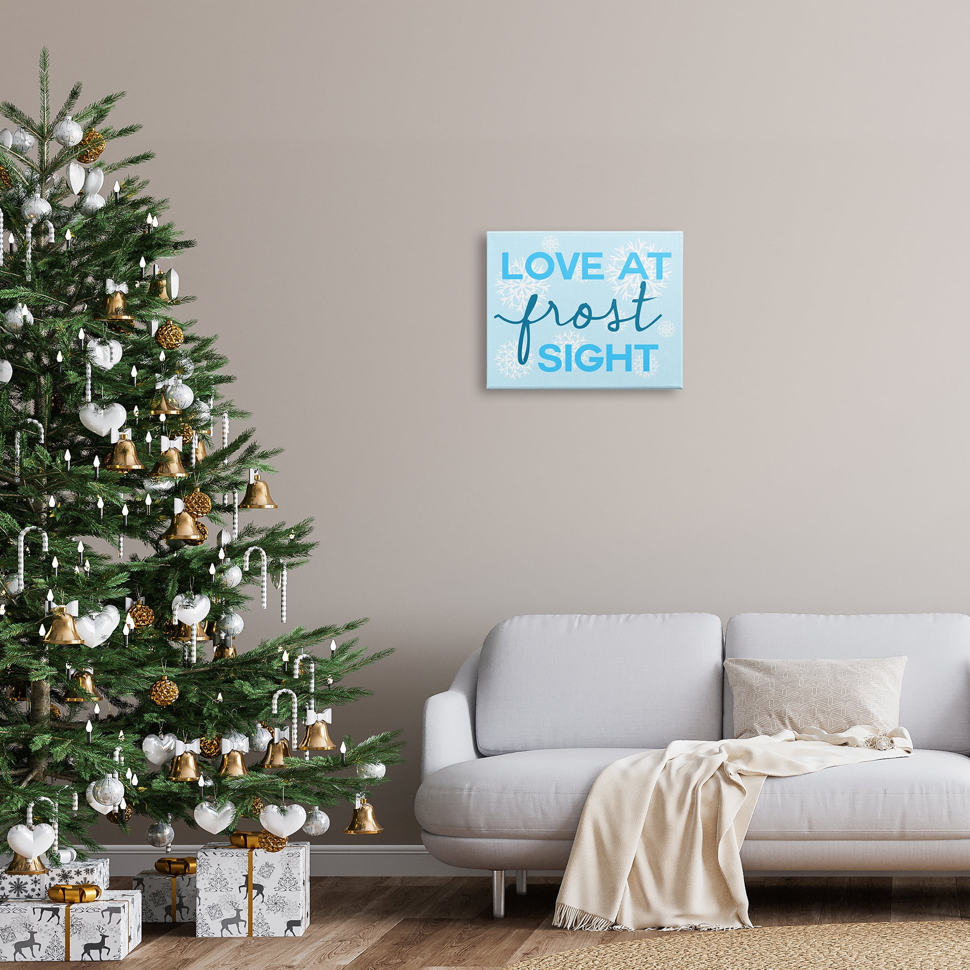 Stupell Industries Love at Frost Sight Pun Holiday Painting Gallery Wrapped Canvas Art Print Wall Art, 20 x 16
