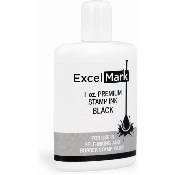 ExcelMark Premium Self-Inking Stamp Refill Ink - 1 oz. (Black)