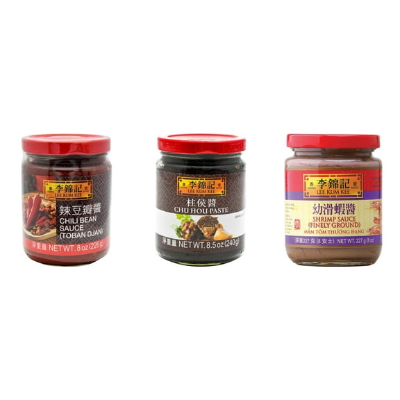 NineChef Brand Spoon Plus 3 Pack Lee Kum Kee Cooking Sauce, 3 Flavors(Chili Bean Sauce,Chu Hou,Finely Shrimp)