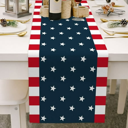 

Independence Day Table Runner 13 x 70 inch July 4th Farm Truck Loading American Flag and Firework Table Runner for Holiday Family Dinner Farmhouse Indoor or Outdoor Parties