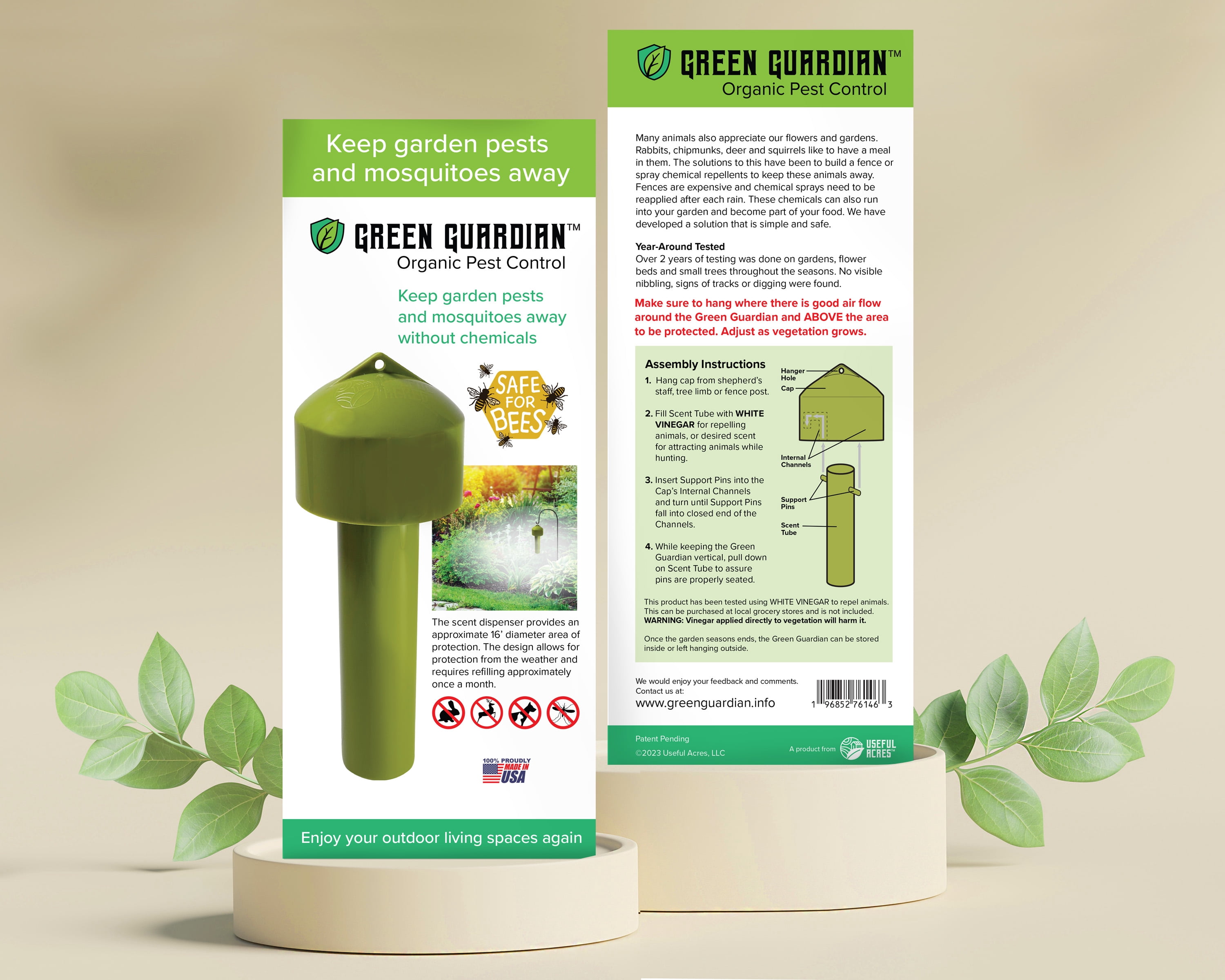 Useful Acres Green Guardian Mosquito Repellant, UV Resistant Scent Dispenser Spray, 1 Empty Canister, Unscented, 11" x 4" x 4", 1 Pack