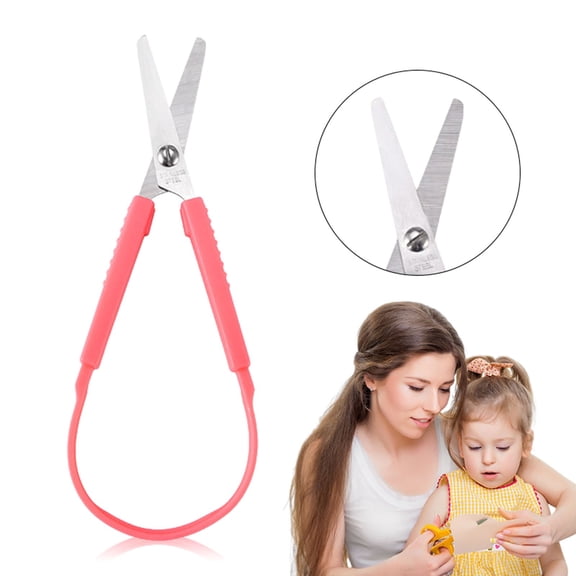 Self-Opening Loop Scissors, Spring Loaded Safety Scissors, Adaptive Ergonomic Scissors, Stainless Steel Craft Scissors, Easy Squeeze Scissors, Comfort Grip Scissors for Crafting Office Daily Use