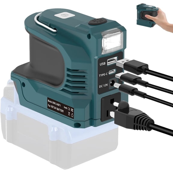 Novara 220W Power Inverter for Kobalt 24V Battery, Portable DC 24V‑120V AC Power Supply, USB‑C USB‑B 12V DC & AC Outlet with LED Light, Battery Not Included
