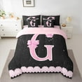 thumbnail image 2 of Manfei Initial Letter G 7pcs Bedding Comforter Set,Galaxy Starry Night Queen Bedding Sets,Pink Sequin Print Queen Sheet Sets For Girl,Breathable Bedroom Decoration Reversible, 2 of 8