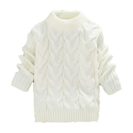 

Toddler Fall Clothes for Girls Round Neck Solid Color Children s Sweater Thick Bottom Trendy Kids Ribbed Pullover Tops Clothes Z1-White 2-3 Years
