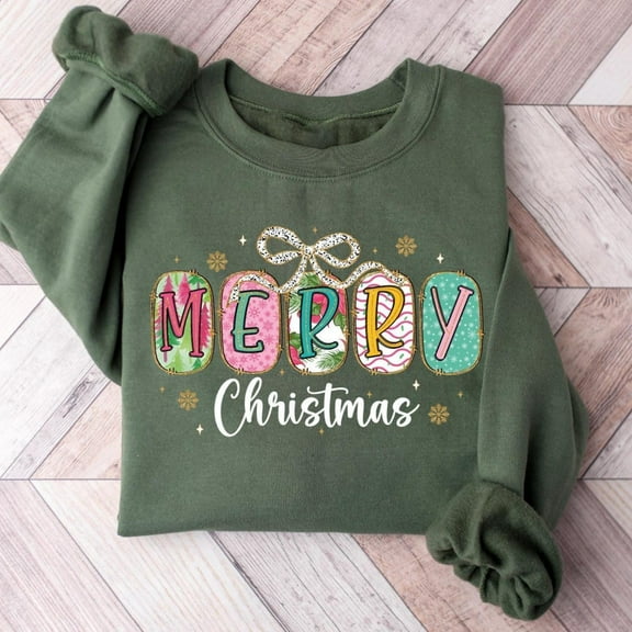 Merry Christmas Sweatshirt: Womens Holiday Gift, Xmas Shirt