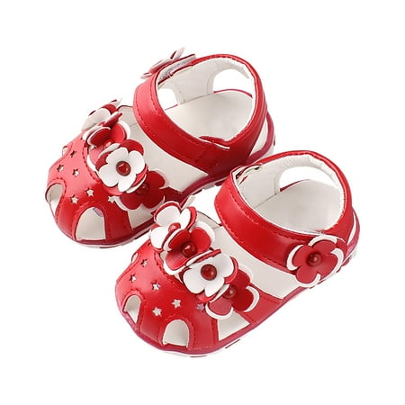AnuirheiH Toddler Baby Girls Cute Shoes Hollow Out Soft Kids Flowers Non-slip Sandals Clearance