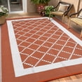 thumbnail image 4 of Haperlare 10x14 Outdoor Rug Waterproof Reversible Camping Carpet,  Boho Bordered Plastic Outdoor Straw Rug with Storage Bag for Balcony, Deck, RV & Picnic, Orange, 4 of 9