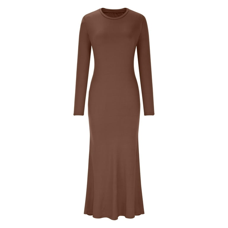 Women's Fall Long Sleeve Bodycon Sweater Dress Casual Lounge Square Neck  Ribbed Knit Party Maxi Dresses - Walmart.com