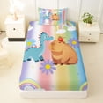 thumbnail image 3 of Erosebridal Capybara Kawaii Dinosaur Twin Sheet Sets,Colorful Rainbow Print Cute Daisy Blossom Bedding For Girls Kids 3 Pieces, 3 of 6