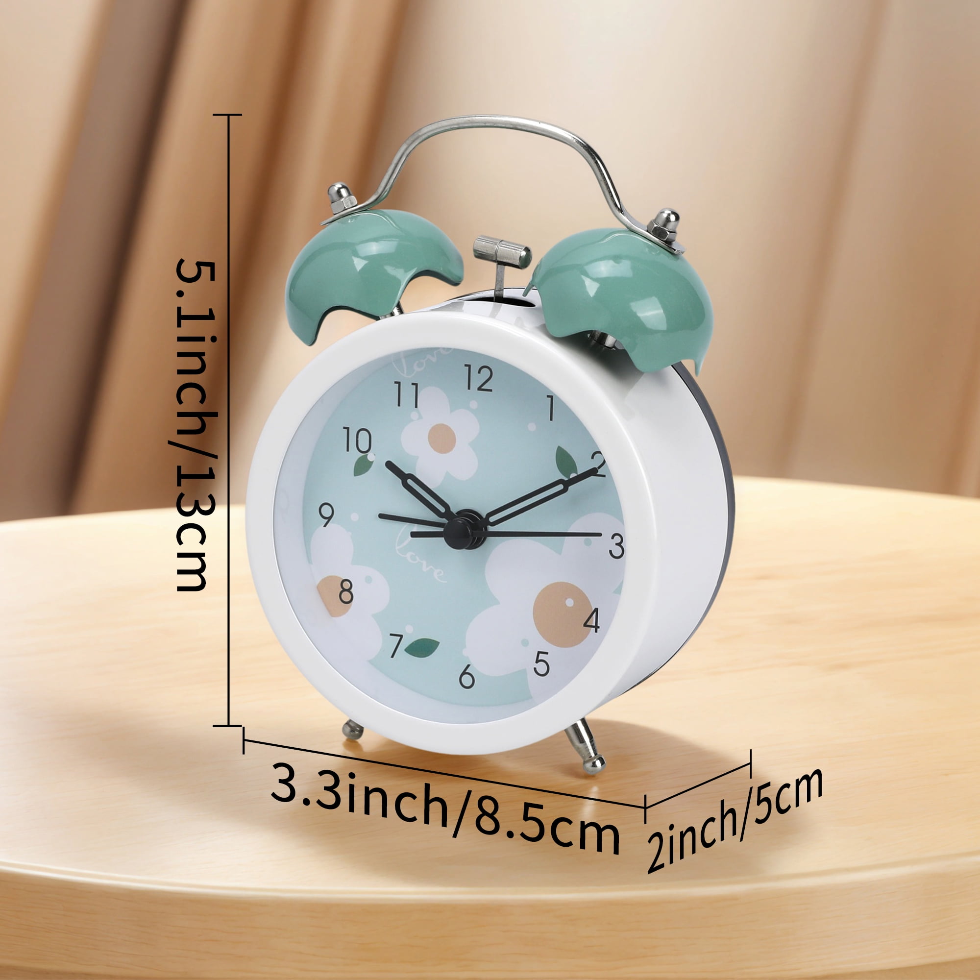 Unique Bargains Compact Size Silent Mechanical Alarm Clock Blue 3.3"L x 2.0"W x 5.1"H