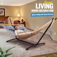 thumbnail image 2 of Space-Saving Hammock with Stand, 2 Person 550 Pound Capacity, Outdoor Patio Yard Indoor Hammock Bed, Quilted Fabric, 2 of 6