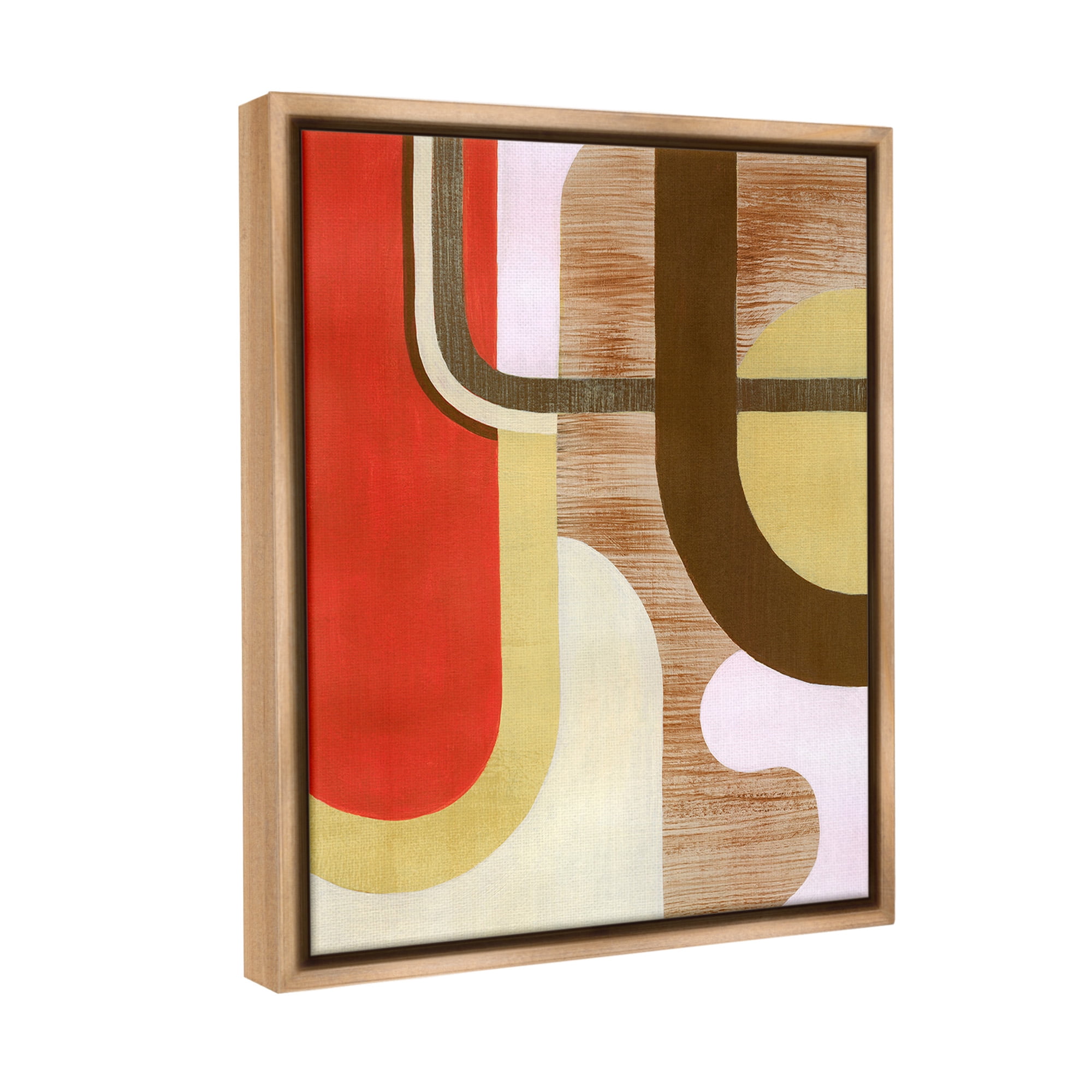Stupell Industries Rustic Curved Shapes Abstract Painting Brown Floater Framed Canvas Art Print Wall Art, 25 x 31