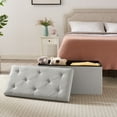 thumbnail image 3 of VECELO 30" Foldable Tufted Linen Ottoman, Storage Bench Foot Rest Stool/Seat Toy Chest, Gray, 3 of 9