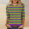 thumbnail image 2 of Penkiiy Blouse Carnaval pour Femmes Mardi Gras Mode Imprimée Décontractée Col Rond Manches 3/4 T-shirt Blouse m Multicolore, 2 of 6