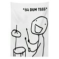 thumbnail image 3 of Ambesonne Humor Tablecloth Rectangular Table Cover, Badumts Drum Meme Comics, 60"x84", Black and White, 3 of 4