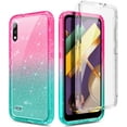 thumbnail image 5 of Nagebee Case for LG K22, LG K22 Plus, LG K32 with [Built-in Screen Protector], Full-Body Shockproof Protective Bumper Cover, Impact Resist Durable Case (Glitter Pink/Aqua), 5 of 5