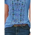 thumbnail image 4 of Gvmfive Women Fashion Floral Print Round Neck Lace Short Sleeve Tunic Tops, 4 of 5