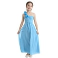 thumbnail image 2 of TiaoBug Kids Flower Girl Dress One-Shoulder Pleated Princess Wedding Bridesmaid Pageant Birthday Party Gown, 2 of 7
