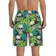 thumbnail image 3 of Kdxio Skull and Palm Leaves Pattern Mens Casual Shorts - Drawstring Summer Beach Sports Shorts for Men, 3 of 9