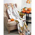 thumbnail image 4 of Fall Throw Blanket for Couch Pumpkin Bicycle Soft Fleece Flannel Blankets Cozy Lightweight Blanket for Sofa Living Room Thanksgiving Autumn Decor, Autumn Leaves Sunflower Bed Throws 30" x 40", 4 of 8