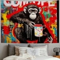 thumbnail image 2 of BCIIG Monkey Graffiti Art Tapestry Wall Hanging Unique Style for Home Decor, Vivid Design, Soft Fabric, Multiple Sizes 40x30inch, 2 of 6