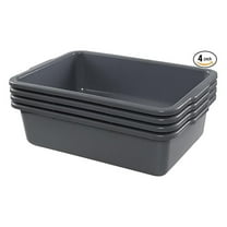 34L Plastic Bus Tubs 4-Pack - Large Heavy Duty Bus Boxes 23.46 x 16.77 x 6.54 - Food Storage, Orchard Picking, Restaurant Use