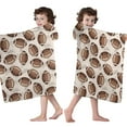 thumbnail image 4 of Brown Footballs on Beige Pattern Hooded Bath Towel，50"x30" for Ages 3 To 12 Kids, Quick Dry Lightweight Soft Microfiber Hood Beach Towel Cover Up for Kids, 4 of 7