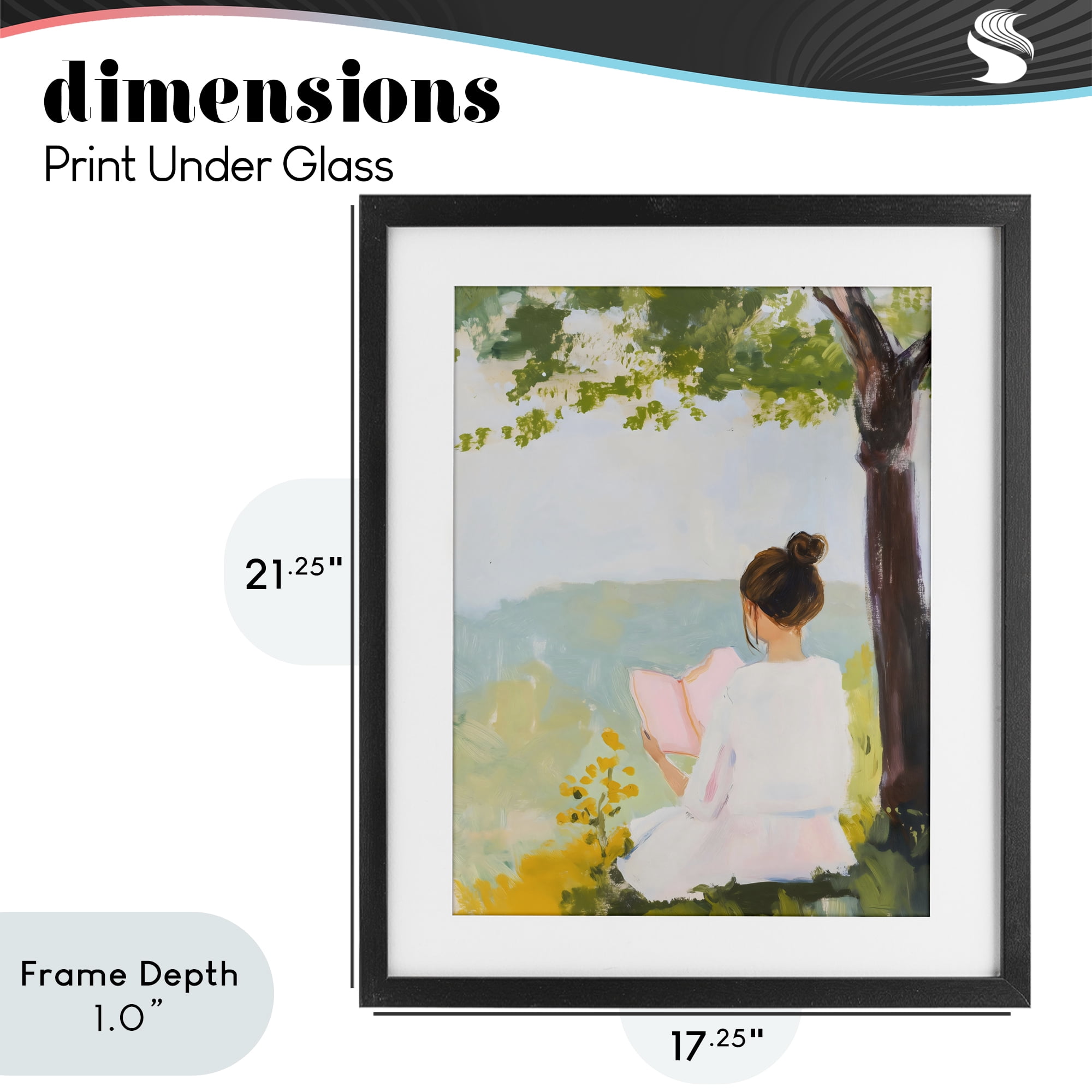 Stupell Industries Girl Reading in Nature Black Framed Print Under Glass, design by The Prints Vibe