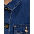 thumbnail image 5 of INSPIRE CHIC Women's Jean Jacket Crop Button Down with Pockets Casual Short Sleeve Denim Shirt S Dark Blue, 5 of 6