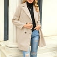 thumbnail image 5 of LoyisViDion Coat Women'S Solid Color Lapel Woolen Cloth Leisure Time Long Coat Beige 12(L), 5 of 8