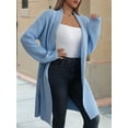 thumbnail image 3 of Fall Long Sleeve Cardigan Sweaters for Women Trendy Winter Open Front Loose Knitted Cardigan with Pockets Blue XL, 3 of 8