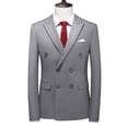 thumbnail image 3 of Autumn Large Size Men's Slim-fit Solid Color Double-row Two-button Suit Korean-style Slim-fit Suit for Men, 3 of 5