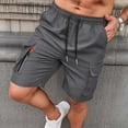 thumbnail image 2 of CIAKGIAF Shorts for Men Casual Workout Athletic Shorts,with Pockets Solid Color Dark Gray Shorts,Size M, 2 of 7