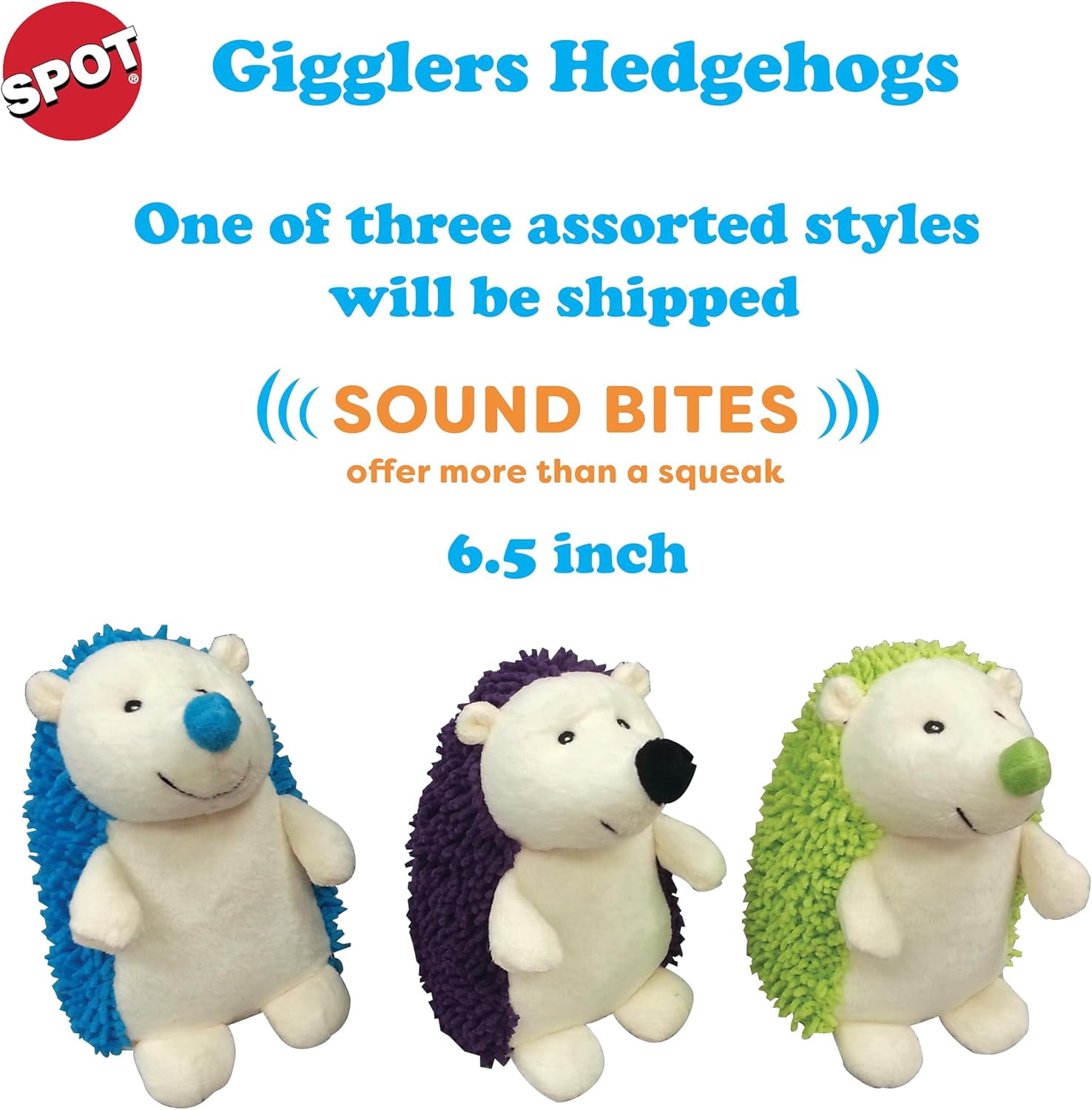 SPOT Gigglers Hedgehog Dog Toy with Giggle Sound for Small and Medium Breeds