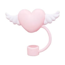 OEFNTAC Valentine's Day Heart Shaped Straw Topper Leak Proof Silicone Straw Cover Decorative Drink Accessory for Cups 5x3cm