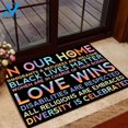 thumbnail image 1 of LGBT Doormat In Our Home Love Wins Gift | WELCOME MAT | HOUSE WARMING GIFT, 1 of 3